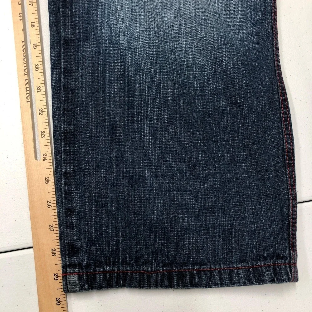 Southpole Jeans Mens 38x32 Blue Straight Leg Denim Red Stitch Casual Hip Hop Y2K